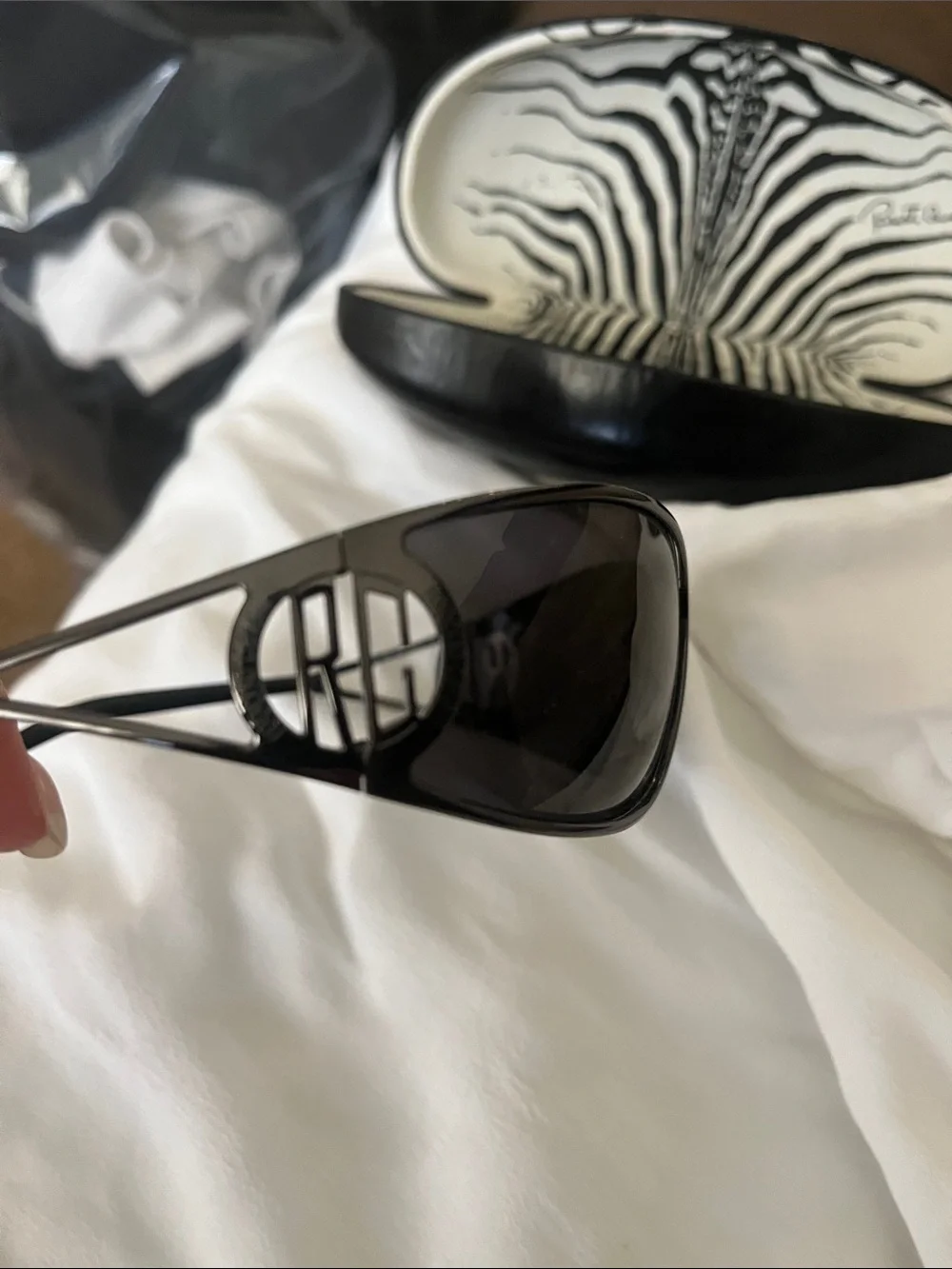 Roberto Cavalli Black Shield Sunglasses with Silver Accents